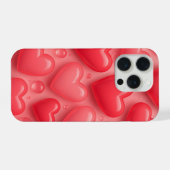ピンクと赤のハートのバブル柄 iPhoneケース (裏面横)