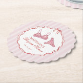 ピンクと赤のハートの下着シャワー パンティー パーティー ペーパーコースター (アングル)