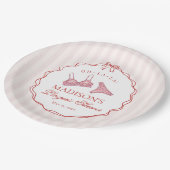 ピンクと赤のハートの下着シャワー パーティー ペーパープレート (アングル)