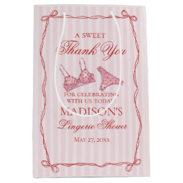 ピンクと赤のハートの下着シャワー ブライズメイド パーティー ギフト ミディアムペーパーバッグ