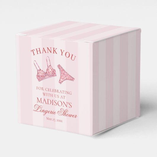 ピンクと赤のハートの下着シャワー ブライダル デザート フェイバーボックス (正面サイド)
