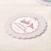 ピンクと赤のハートの下着 バチェロレッテパーティー ペーパーコースター (アングル)