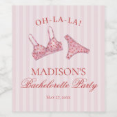 ピンクと赤のハートの下着 バチェロレッテパーティー ワインラベル (シングルラベル)