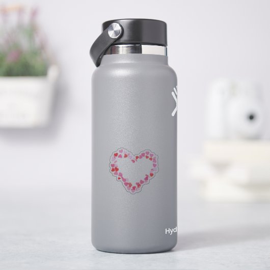 ピンクと赤のハートの紙吹雪 ラブパターン シール (HydroFlask)
