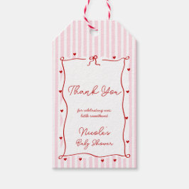 ピンクと赤のハート　リトル・スイートハート　ベイビーシャワー ギフトタグ