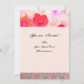 ピンクと赤のバラとアネモネの花 ブライダルシャワー 招待状 (裏面)