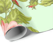 ピンクと赤のバラとラッピング名前をカスタムする ラッピングペーパー (ロールコーナー)