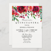 ピンクと赤のバラのキンチャネラ招待状 招待状 (正面/裏面)