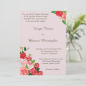 ピンクと赤のバラのフローラ5x7結婚式招待状 招待状 (スタンド正面)