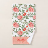 ピンクと赤のバラの花のエレガントなギフト バスタオルセット (ハンドタオル)