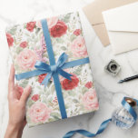 ピンクと赤のバラの花のブライズシャワー ラッピングペーパー<br><div class="desc">ピンクと赤のバラの花のブライズシャワー</div>