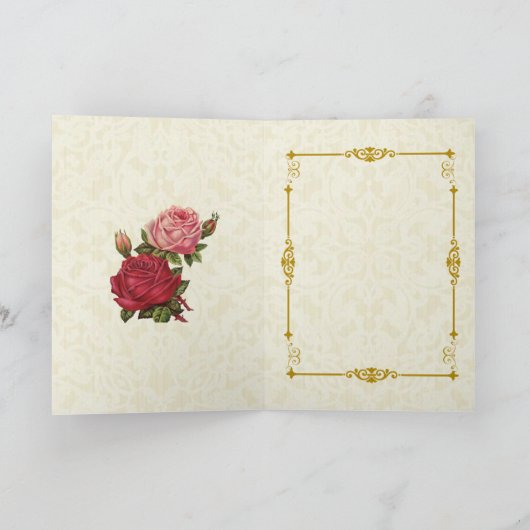 ピンクと赤のバラを持つ聖テリーズ引用文 カード (内部)