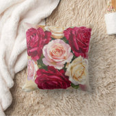 ピンクと赤のバラ枕 クッション (ブランケット)