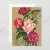 ピンクと赤のバラ絵画ズ ポストカード (正面/裏面)