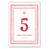 ピンクと赤のバレンタインのハートパーティー テーブルナンバー (正面)