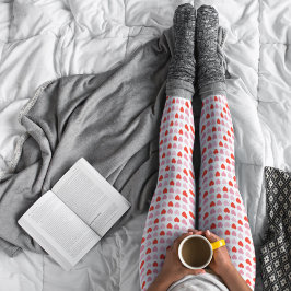 ピンクと赤のバレンタインの愛のハートパターン レギンス