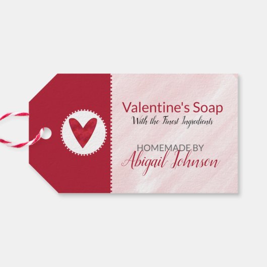 💖ピンクと赤のバレンタインの石鹸 ギフトタグ (裏面横)