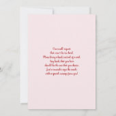 ピンクと赤のバレンタインの赤ちゃんシャワー女の子 招待状 (裏面)