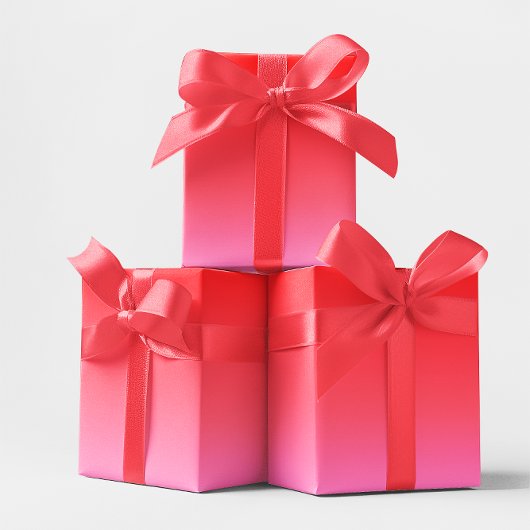 ピンクと赤のバレンタイングラデーション ラッピングペーパー