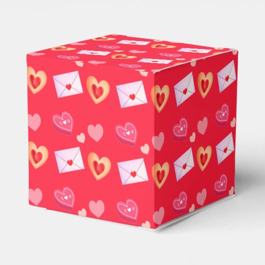 ピンクと赤のバレンタインデーのトリート&ラブレター フェイバーボックス (裏面サイド)