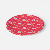 ピンクと赤のバレンタインデーのトリート&ラブレター ペーパープレート (アングル)