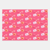 ピンクと赤のバレンタインデーのトリート&ラブレター ラッピングペーパーシート (正面3)