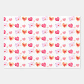 ピンクと赤のバレンタインデーのトリート&ラブレター ラッピングペーパーシート (正面2)