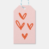 ピンクと赤のバレンタインデーハート ギフトタグ (正面)