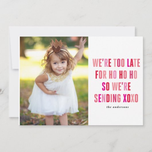 ピンクと赤のバレンタインデーフォトカード シーズンカード (正面)