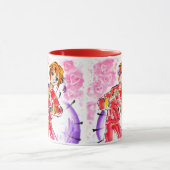 ピンクと赤のバレンタインデー神楽矢頭 マグカップ (中央)