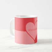 ピンクと赤のパーソナライズされたハート コーヒーマグカップ (正面左)
