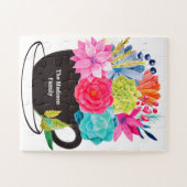 ピンクと赤のファミリー名コーヒーカップ ジグソーパズル (横)