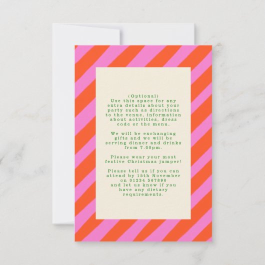 ピンクと赤のフェスティバルクリスマスパーティー招待状 招待状 (裏面)
