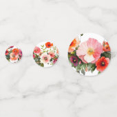 ピンクと赤のフローラパーティーテーブル コンフェッティ (裏面)