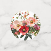 ピンクと赤のフローラパーティーテーブル コンフェッティ (スモール正面)