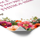 ピンクと赤のフローラパーティー記号 ポスター (角)