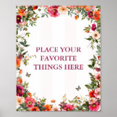 ピンクと赤のフローラパーティー記号 ポスター (正面)