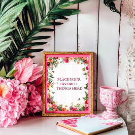 ピンクと赤のフローラパーティー記号 ポスター