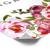 ピンクと赤のフローラ婚約パーティウェルカムサイン ポスター (角)