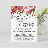 ピンクと赤のフローラ婚約発表 招待状 (スタンド正面)