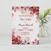 ピンクと赤のフローラ結婚式招待状 招待状 (スタンド正面)