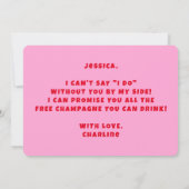 ピンクと赤のブライアスおもしろいメイドの提案 招待状 (裏面)