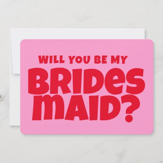 ピンクと赤のブライアスおもしろいメイドの提案 招待状 (正面)