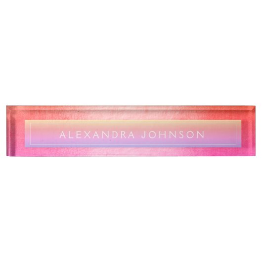 ピンクと赤のプロフェッショナルホイルモダン デスクネームプレート (正面)