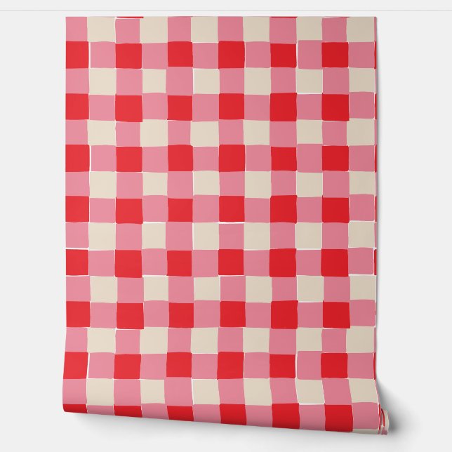 ピンクと赤のプ市松模様にライド 壁紙 (ほどく)