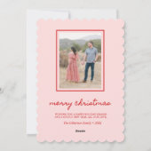 ピンクと赤のベイビー誕生予定のクリスマス シーズンカード (裏面)