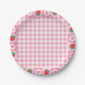 ピンクと赤のベリーの最初の誕生日パーティーケーキ ペーパープレート (正面)