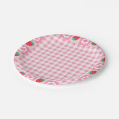 ピンクと赤のベリーの最初の誕生日パーティーケーキ ペーパープレート (アングル)