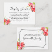 ピンクと赤のペイントの花飾り ブライダルシャワー エンクロージャーカード (正面/裏面)
