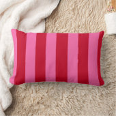 ピンクと赤のペパーミントのストライプ ランバークッション (ブランケット)